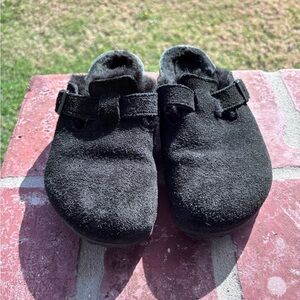 Birkenstock Black Suede Slippers